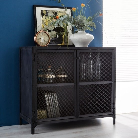 Photo of Kristel compact sideboard in dark iron with 2 doors