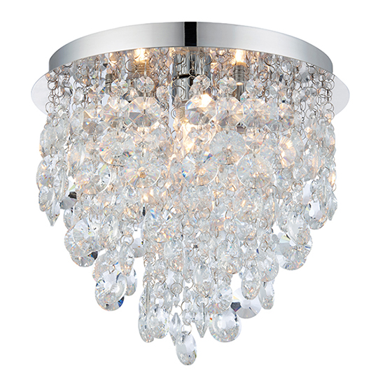 Product photograph of Kristen 3 Lights Clear Glass Flush Ceiling Light In Chrome from Furniture in Fashion