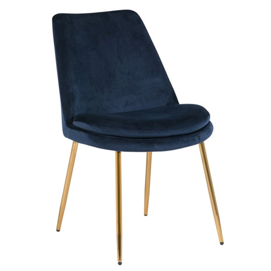 Read more about Kristi velvet dining chair with gold legs in dark navy