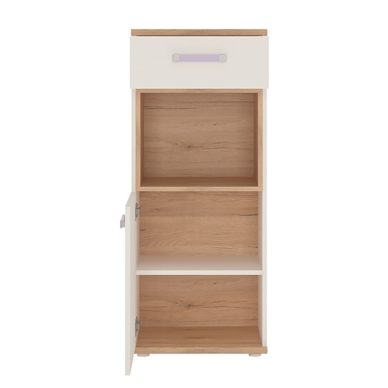 Kroft Wooden Narrow Storage Cabinet In White High Gloss And Oak_2