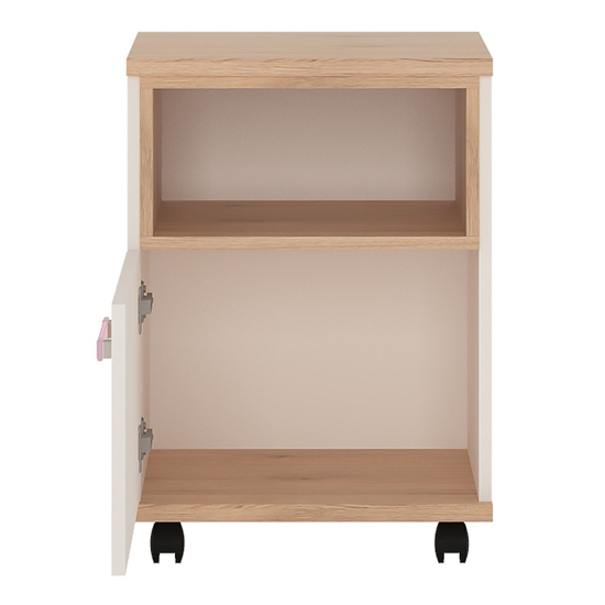 Kroft Wooden Office Pedestal Cabinet In White High Gloss And Oak_2