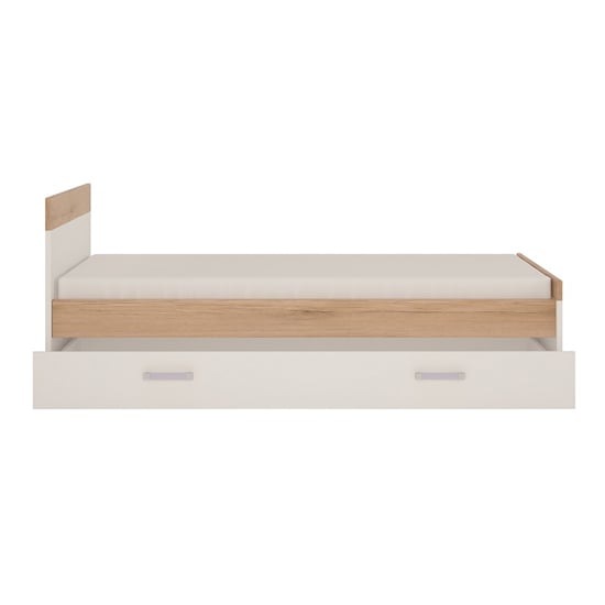 Kroft Wooden Single Bed With Drawer In White High Gloss And Oak_2