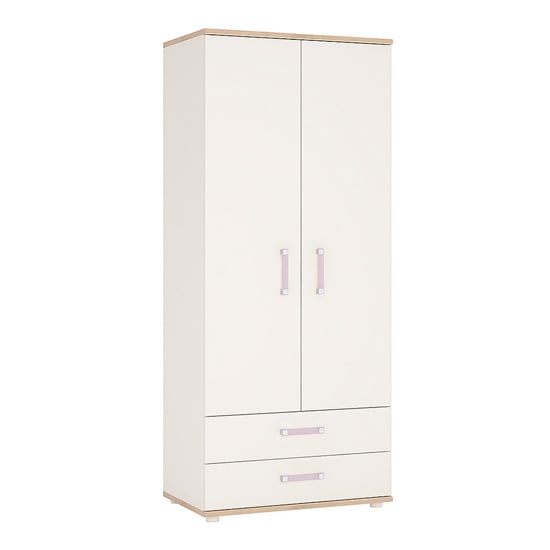 Product photograph of Kroft Wooden Wardrobe In White High Gloss And Oak from Furniture in Fashion