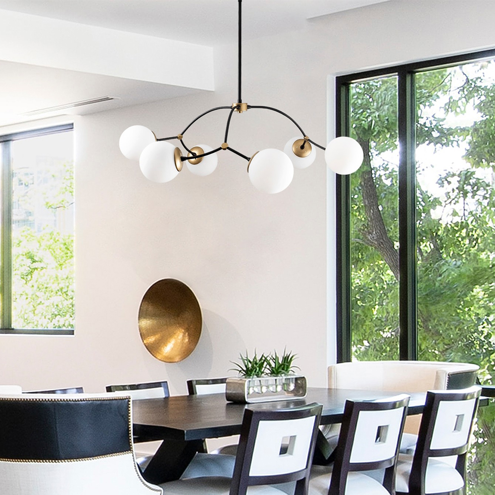Kromozom 6 Light Metal Ceiling Pendant Light in White and Black