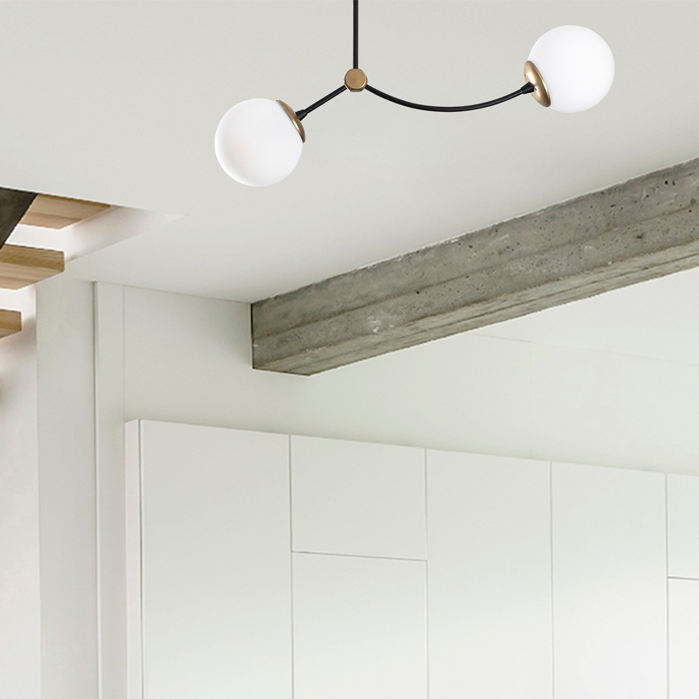 Kromozom Large 2 Light Metal Ceiling Pendant Light in White and Black