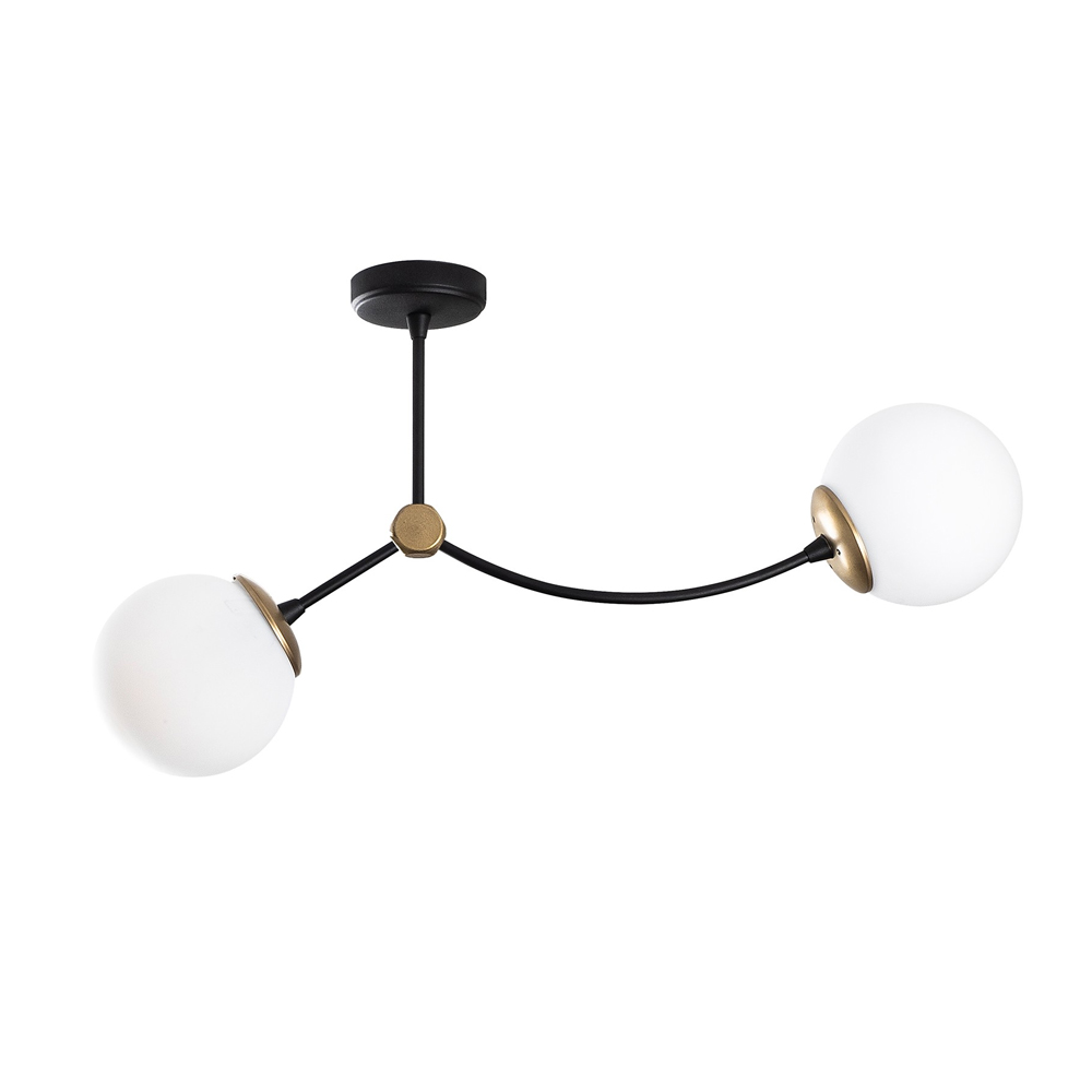 Kromozom Large 2 Light Metal Ceiling Pendant Light in White and Black