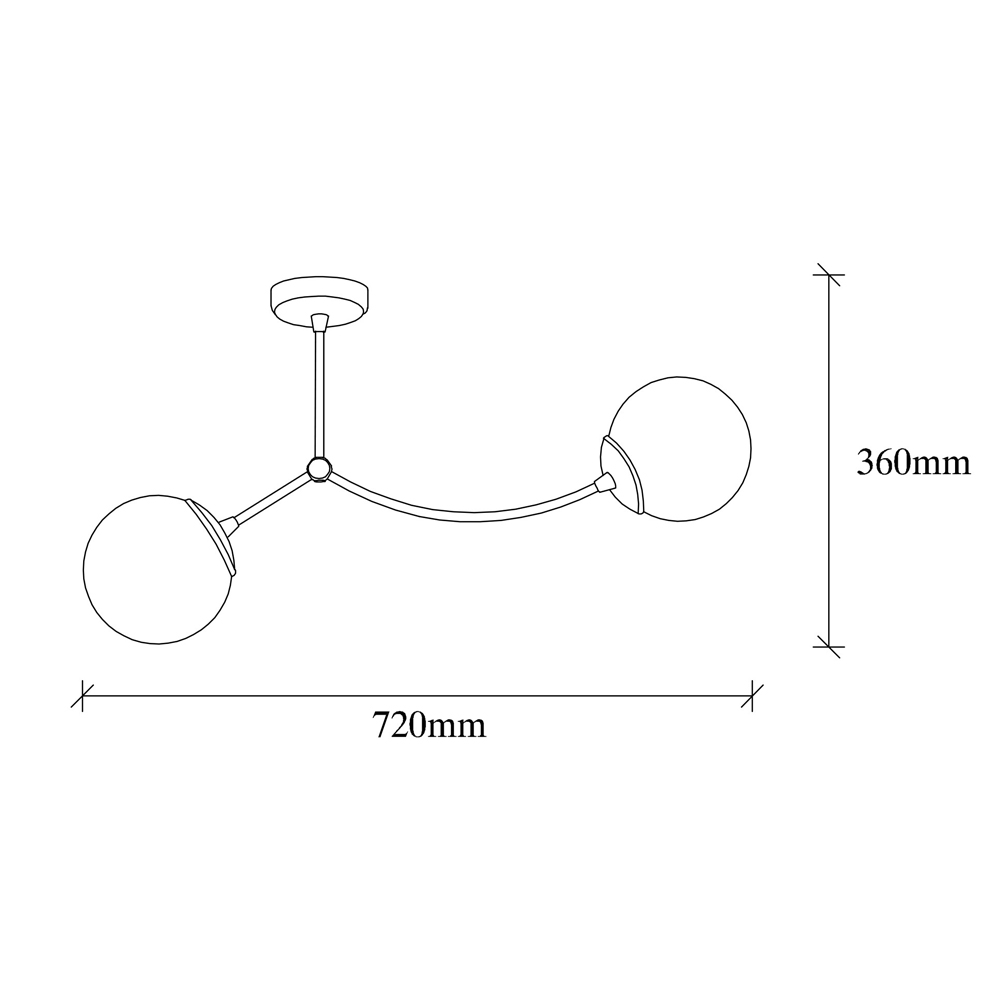 Kromozom Large 2 Light Metal Ceiling Pendant Light in White and Black