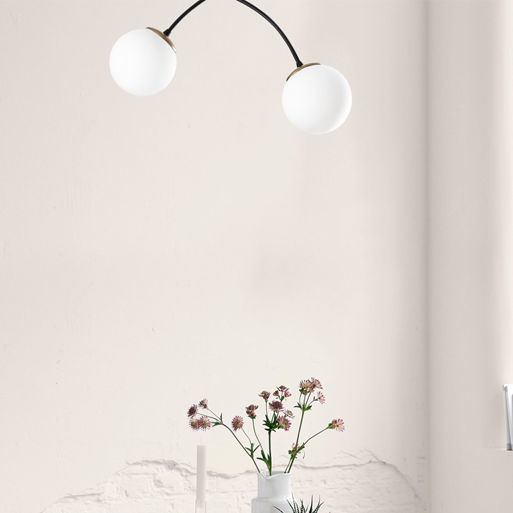 Kromozom Small 2 Light Metal Ceiling Pendant Light in White and Black