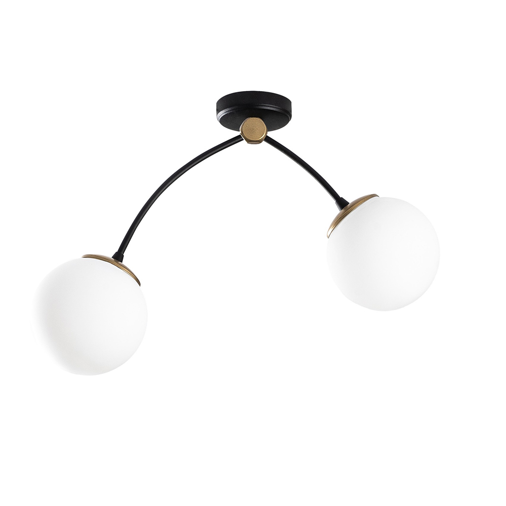 Kromozom Small 2 Light Metal Ceiling Pendant Light in White and Black