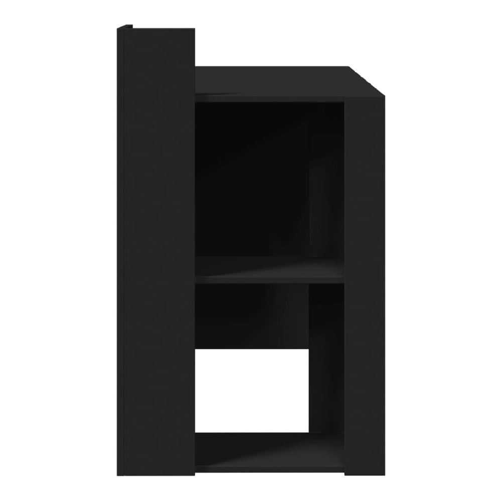 Krum Wooden Laptop Desk With 2 Shelves In Black