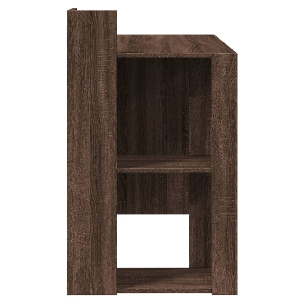 Krum Wooden Laptop Desk With 2 Shelves In Brown Oak