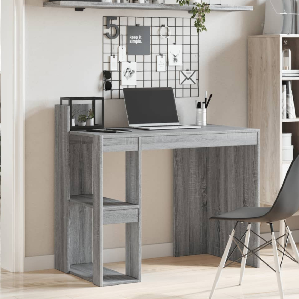 Read more about Krum wooden laptop desk with 2 shelves in grey sonoma