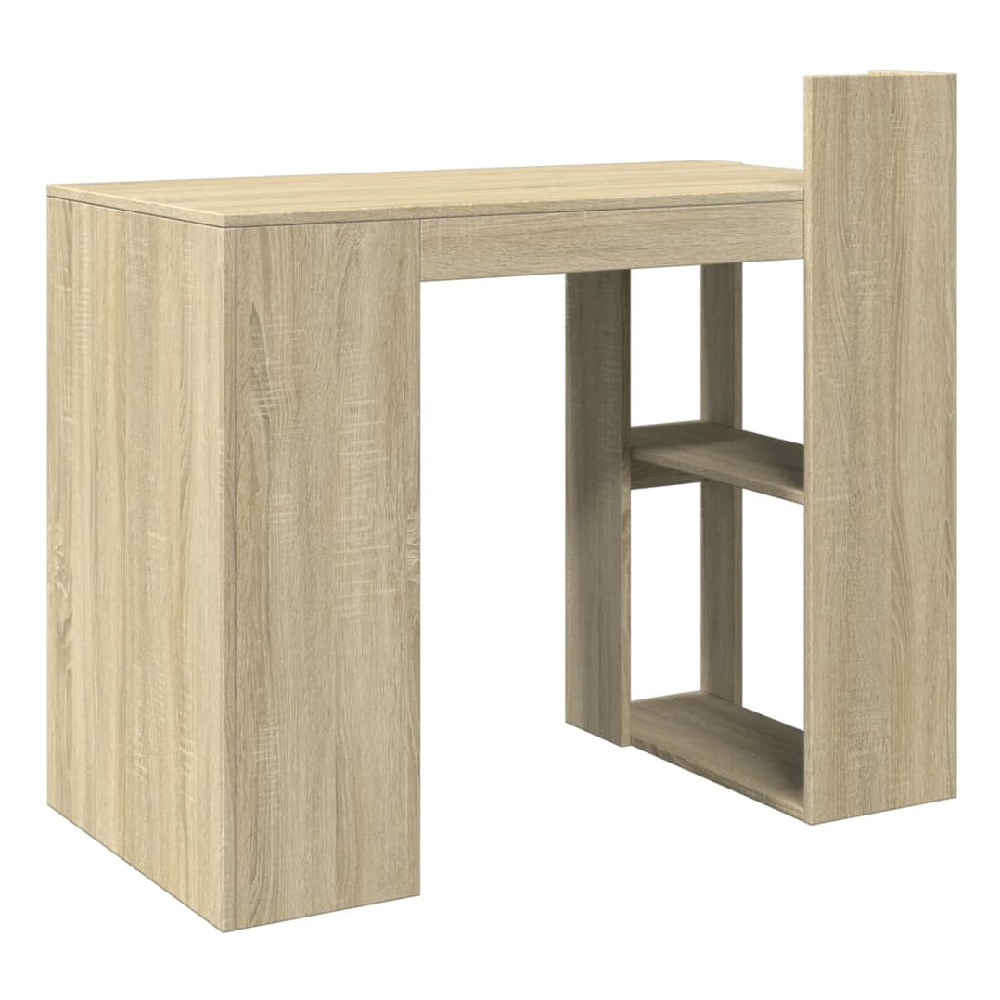 Krum Wooden Laptop Desk With 2 Shelves In Sonoma Oak