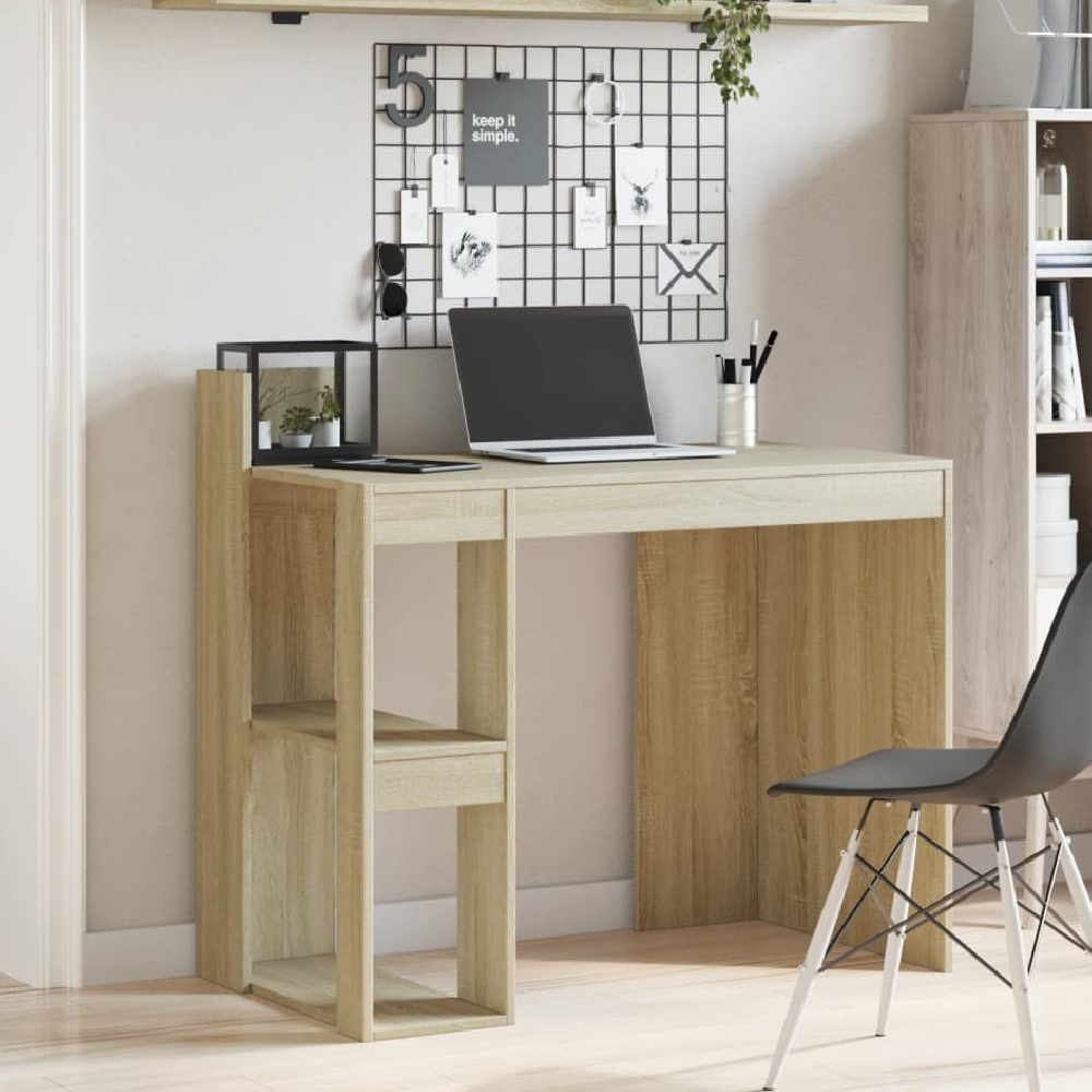 Read more about Krum wooden laptop desk with 2 shelves in sonoma oak