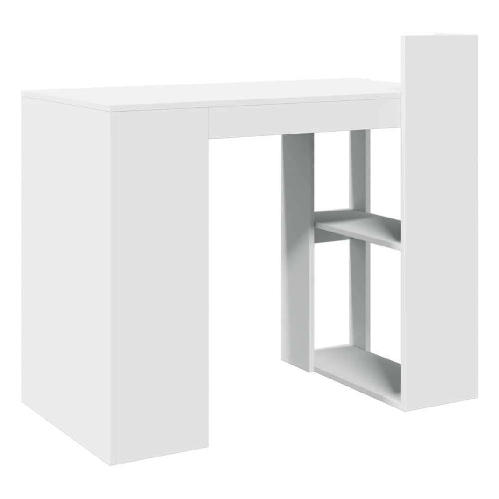 Krum Wooden Laptop Desk With 2 Shelves In White