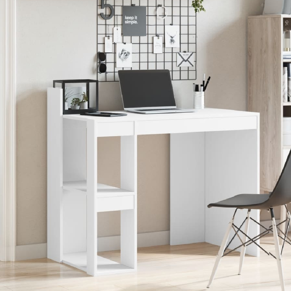 Read more about Krum wooden laptop desk with 2 shelves in white