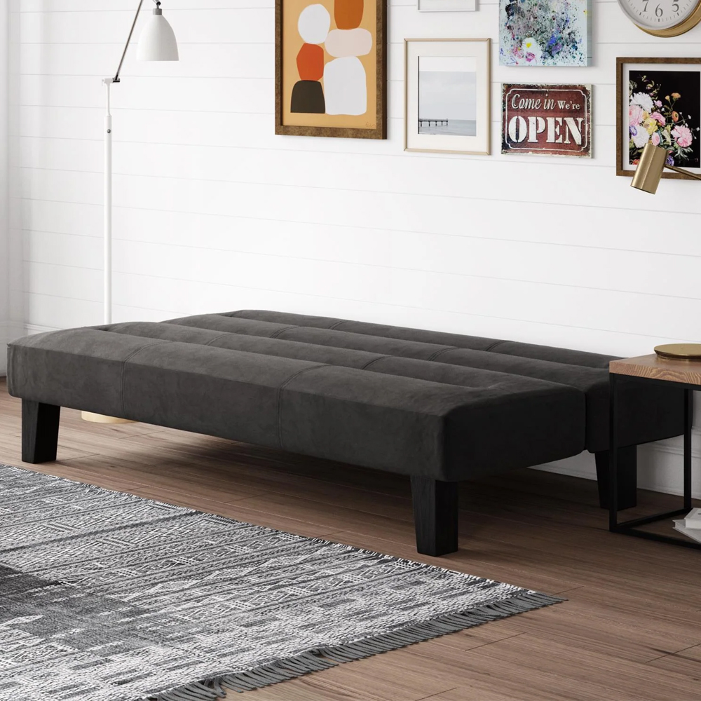 Kubota Velvet Sofa Bed With Wooden Legs In Black