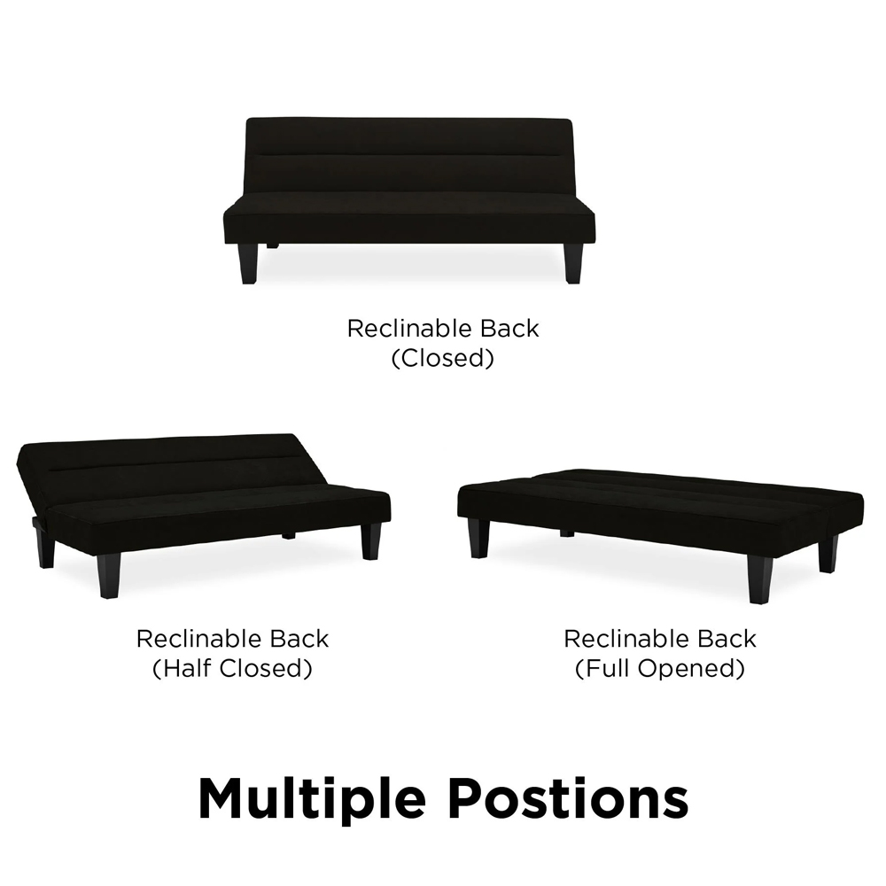 Kubota Velvet Sofa Bed With Wooden Legs In Black