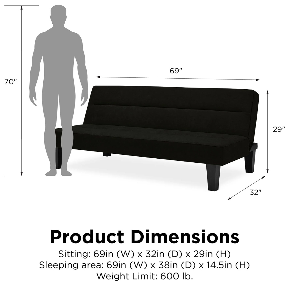 Kubota Velvet Sofa Bed With Wooden Legs In Black
