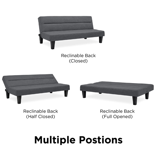 Kubota Velvet Sofa Bed With Wooden Legs In Grey