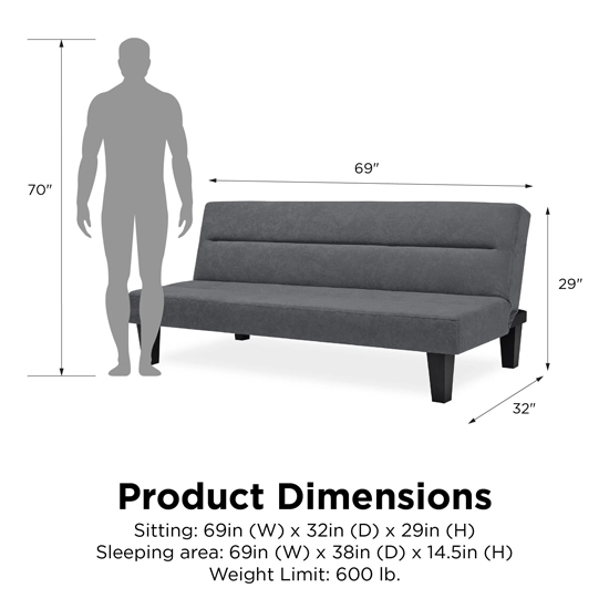 Kubota Velvet Sofa Bed With Wooden Legs In Grey
