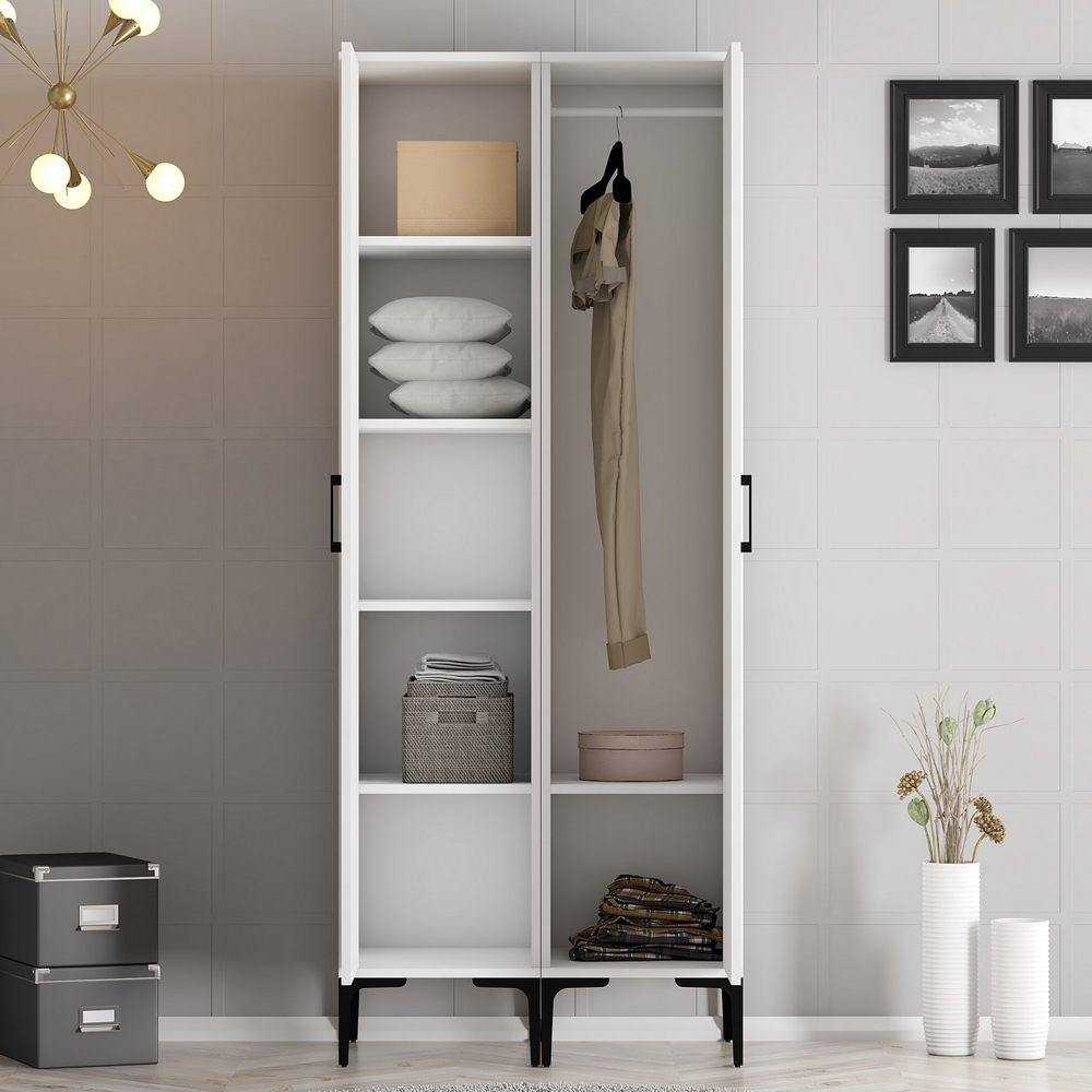 Kumsal Mirrored Wardrobe with 2 Doors in White