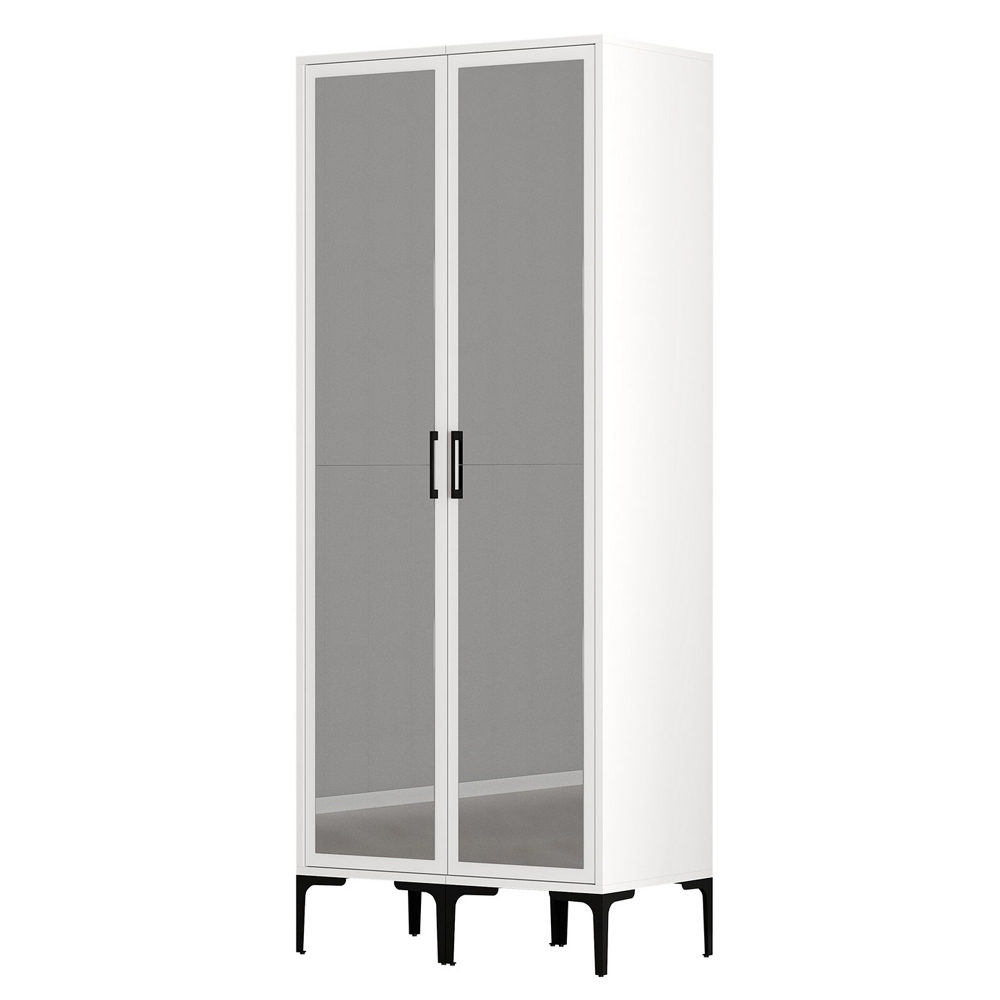 Kumsal Mirrored Wardrobe with 2 Doors in White