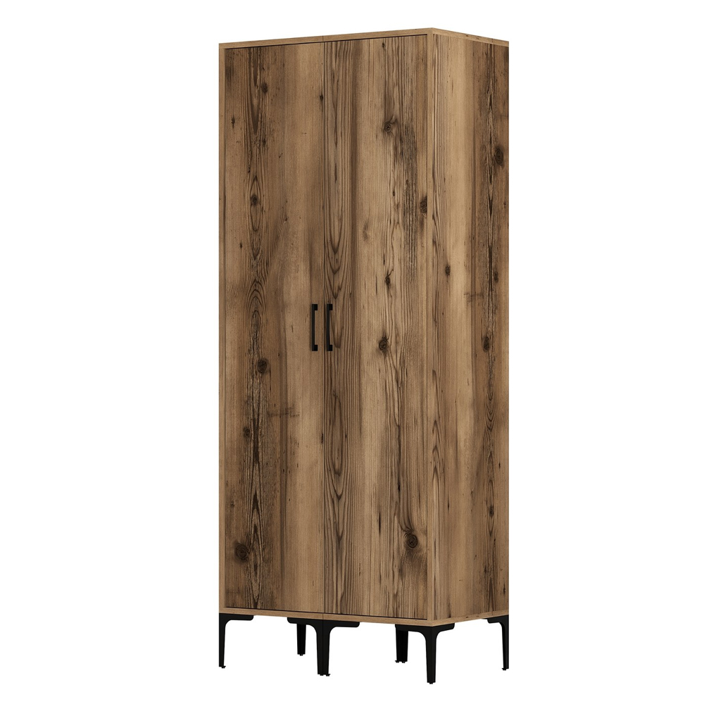 Kumsal Wooden Wardrobe with 2 Doors in Walnut
