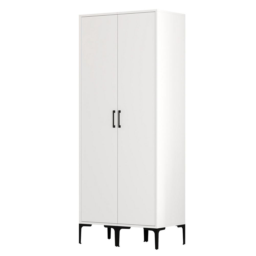 Kumsal Wooden Wardrobe with 2 Doors in White
