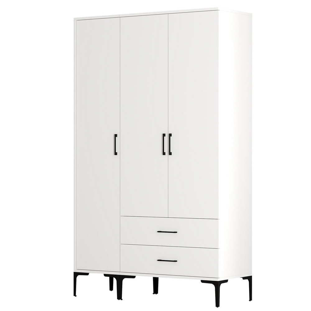 Kumsal Wooden Wardrobe with 3 Doors in White