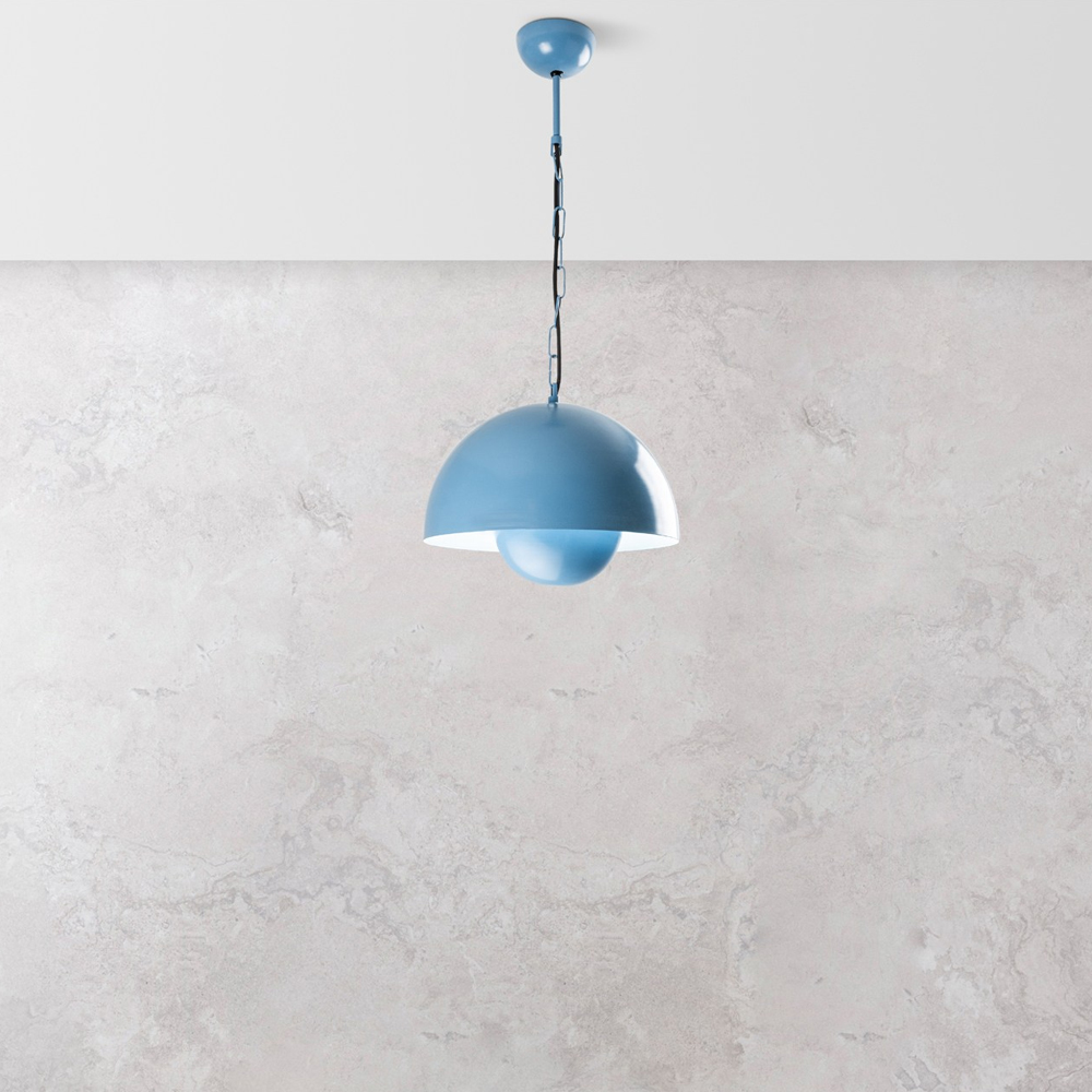 Kure Small Metal Ceiling Pendant Light in Light Blue