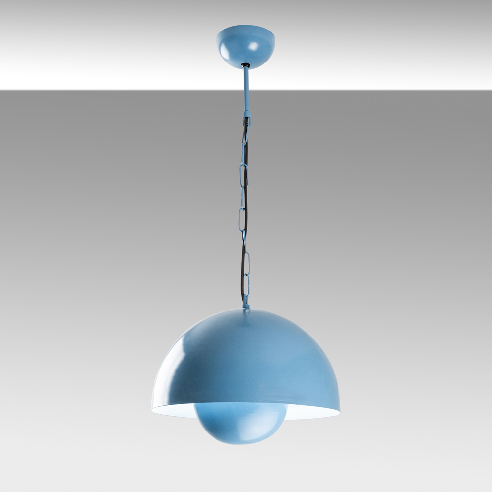 Kure Small Metal Ceiling Pendant Light in Light Blue