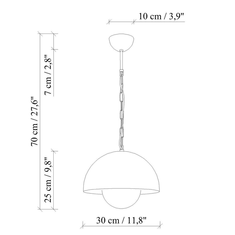 Kure Small Metal Ceiling Pendant Light in Light Blue
