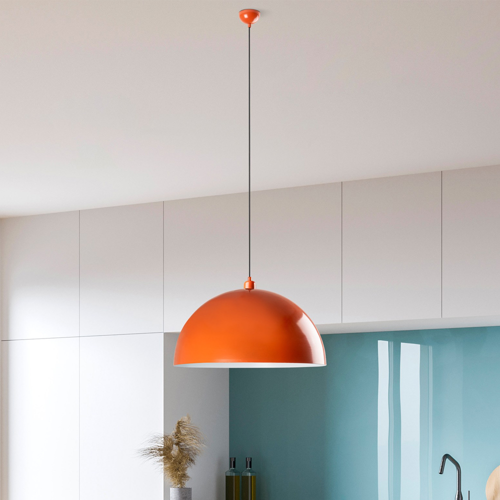 Kure Large Metal Ceiling Pendant Light in Orange