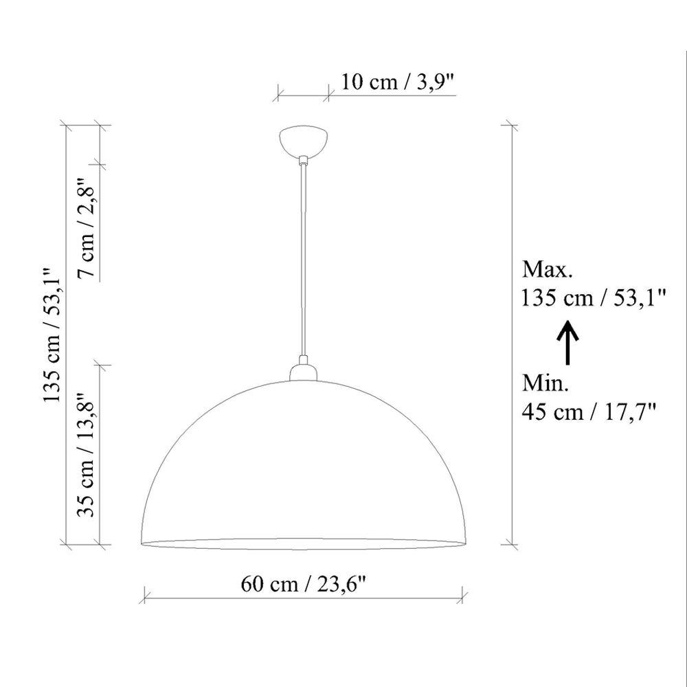 Kure Large Metal Ceiling Pendant Light in Orange