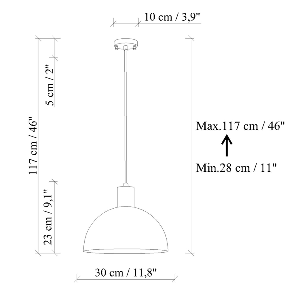 Kure Metal Ceiling Pendant Light in Orange