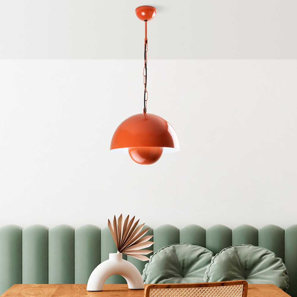 Kure Small Metal Ceiling Pendant Light in Orange