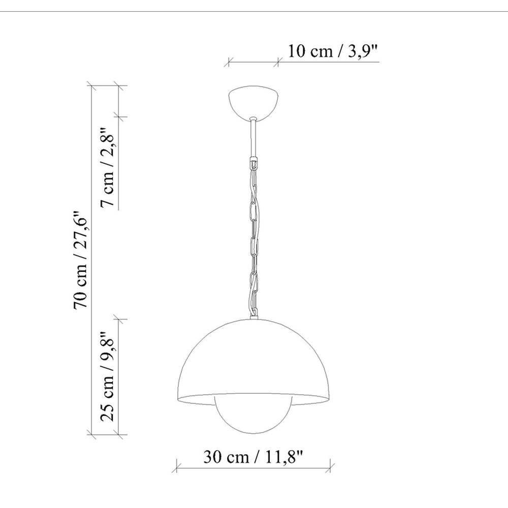 Kure Small Metal Ceiling Pendant Light in Orange