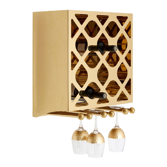 Kurhah 12 Bottles Steel Wine Rack In Gold