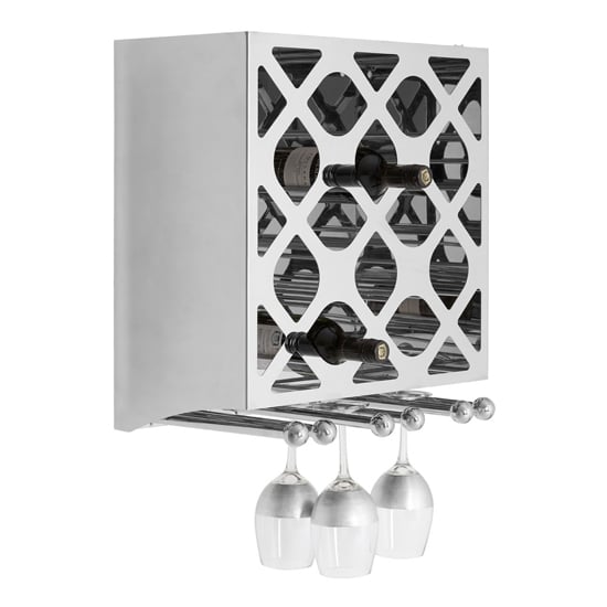 Product photograph of Kurhah 12 Bottles Steel Wine Rack In Silver from Furniture in Fashion