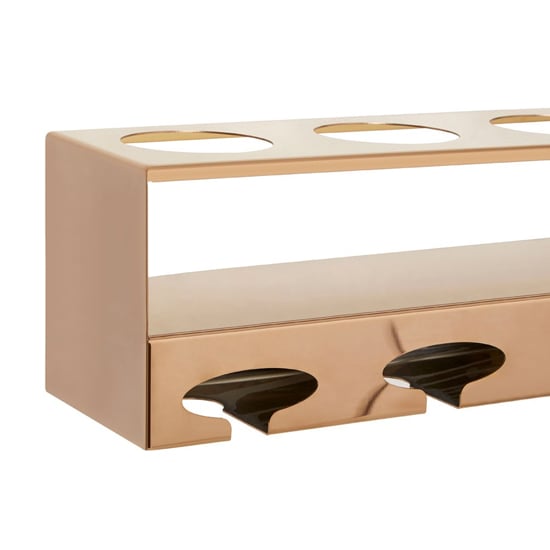 Kurhah 6 Bottles Steel Wine Rack In Rose Gold