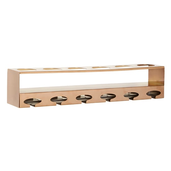 Product photograph of Kurhah 6 Bottles Steel Wine Rack In Rose Gold from Furniture in Fashion