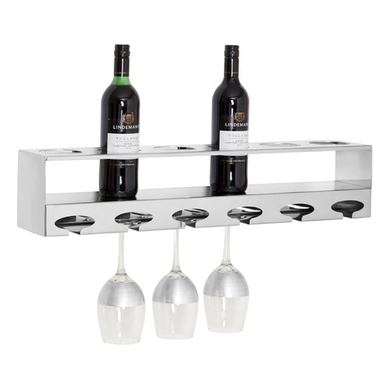 Product photograph of Kurhah 6 Bottles Steel Wine Rack In Silver from Furniture in Fashion