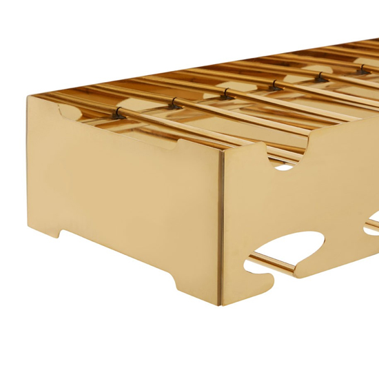 Kurhah Wide 6 Bottles Steel Wine Rack In Gold