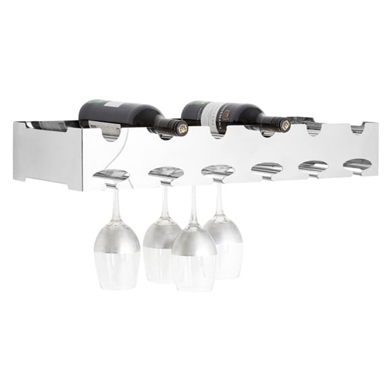 Photo of Kurhah wide 6 bottles steel wine rack in silver