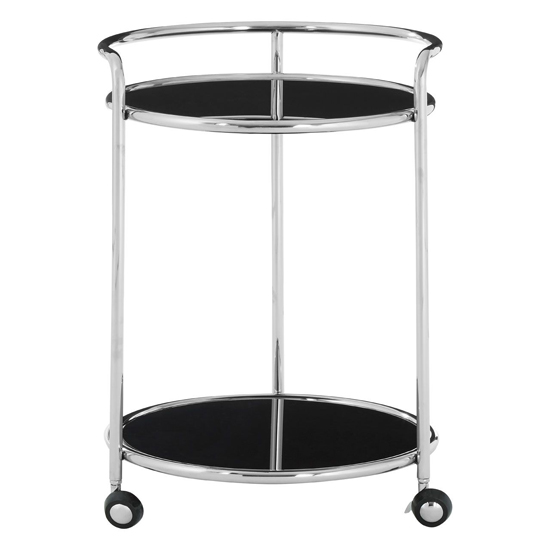Kurhah Black Glass 2 Tier Drinks Trolley With Silver Frame_2