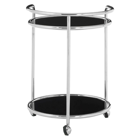 Kurhah Black Glass 2 Tier Drinks Trolley With Silver Frame_4