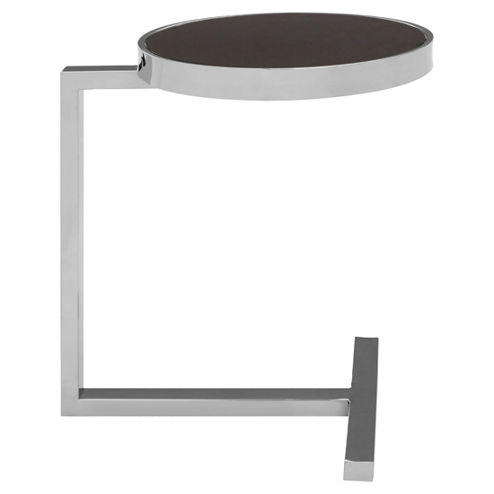 Kurhah Black Glass Side Table With Silver T-Shaped Base_3