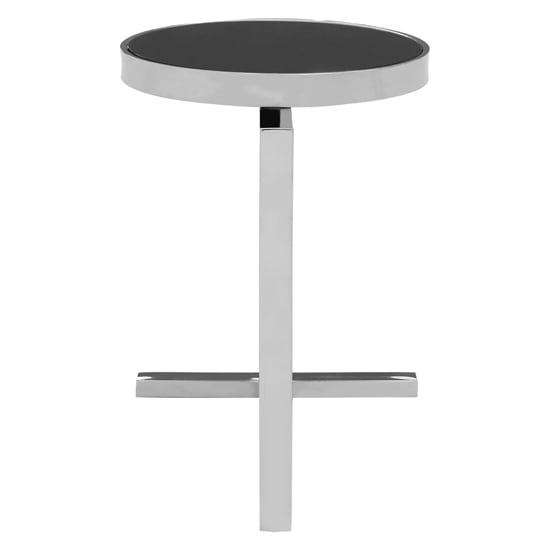 Kurhah Black Glass Side Table With Silver T-Shaped Base_4