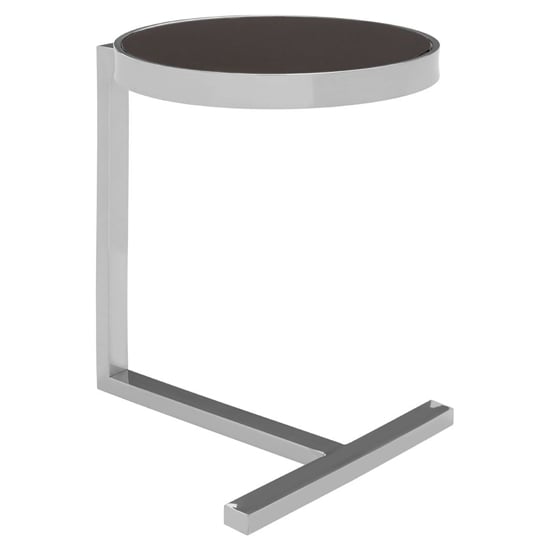 Kurhah Black Glass Side Table With Silver T-Shaped Base